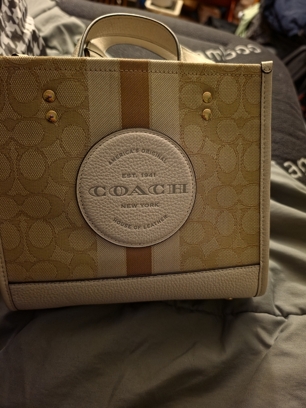 Coach New York Beige Signature Canvas Tote